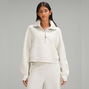 Lululemon Scuba Oversized Funnel Neck Half Zip Sweatshirt in Bone - Size XS/S